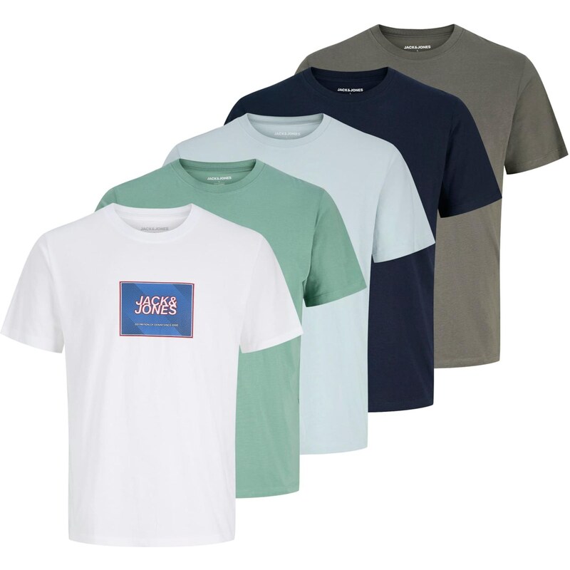 JACK & JONES Tričko JJRAIN modrá / světlemodrá / šedá / bílá