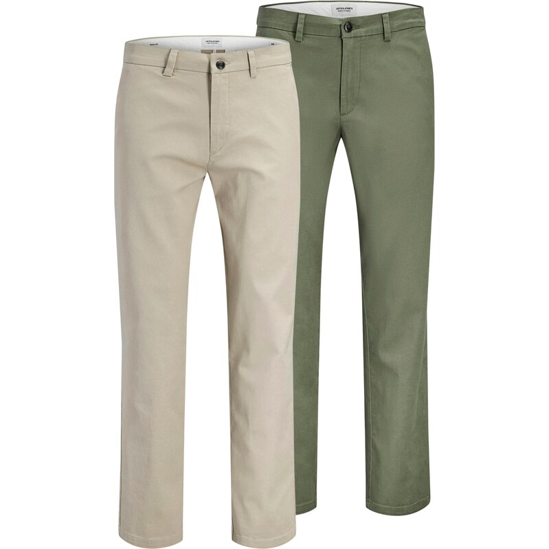JACK & JONES Chino kalhoty JPSTOLLIE DYLAN světle šedá / olivová