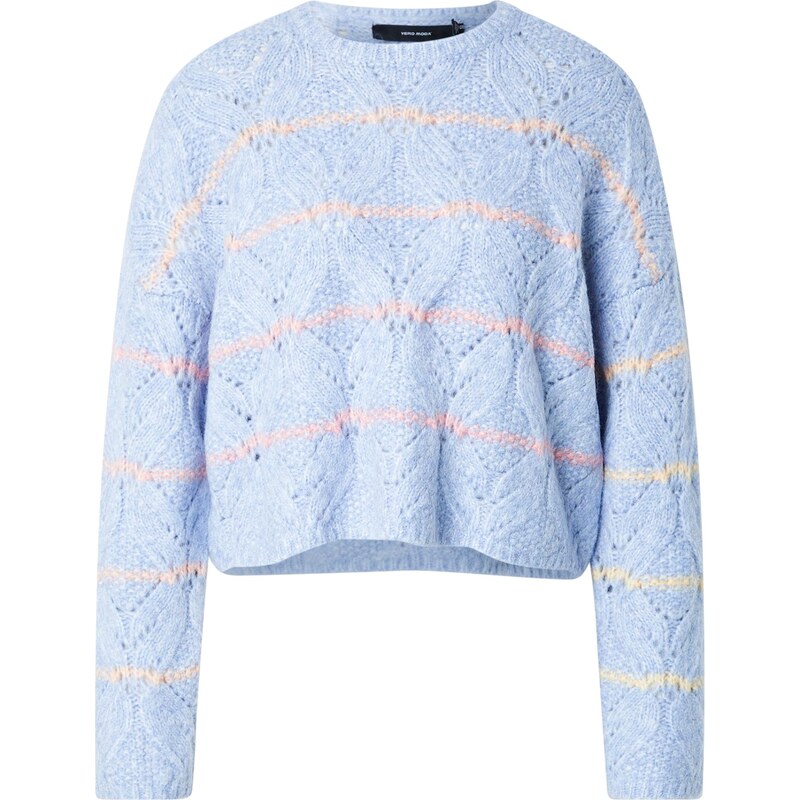 VERO MODA Svetr VMNew Hatty světlemodrá / žlutá / světle zelená