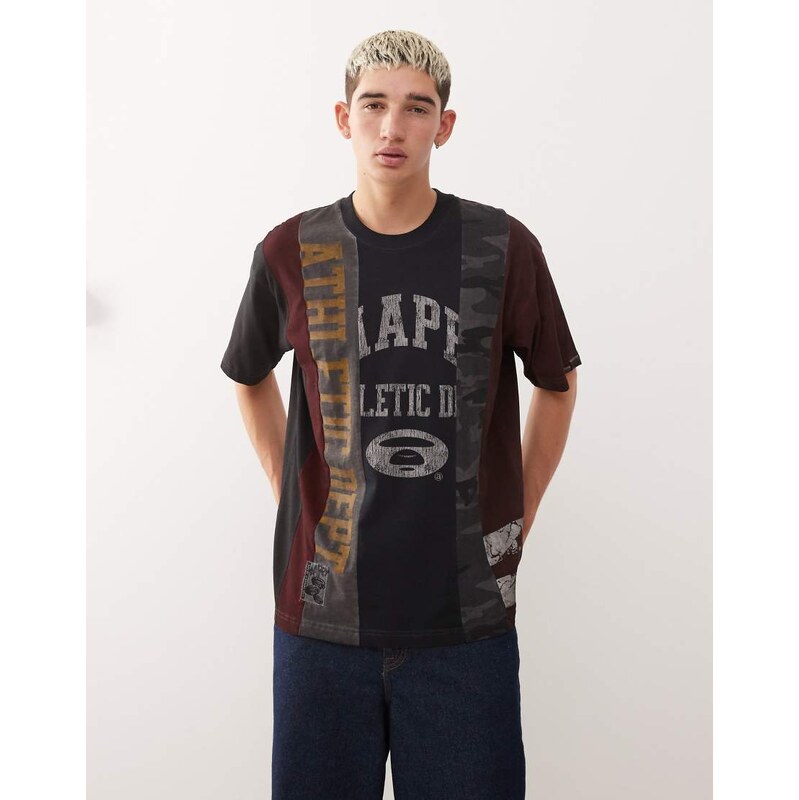 Aape by A Bathing Ape boxy spliced t-shirt in multi 112143068