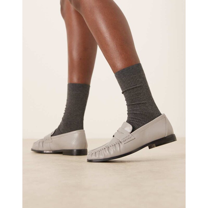 ASOS DESIGN Minnie ruched detail loafer in grey 112226680