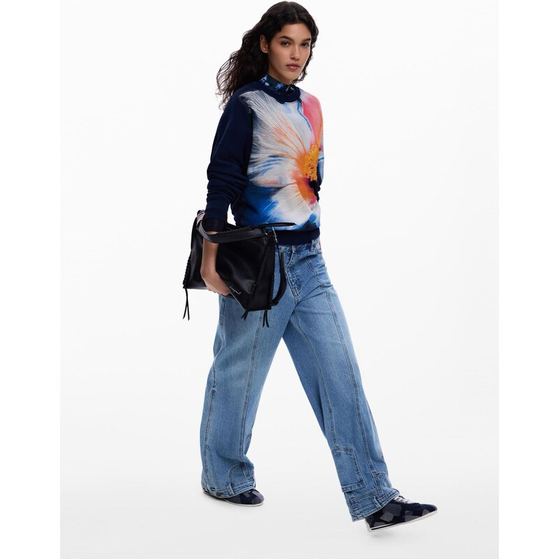 Desigual Mikina marine modrá / azurová / oranžová / malinová