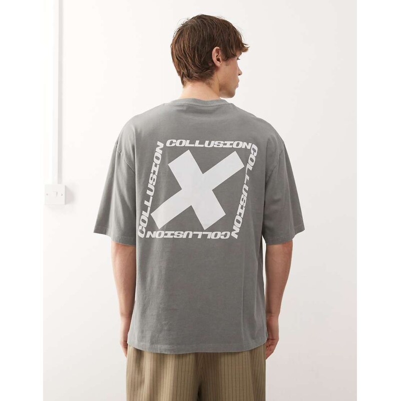 COLLUSION grey logo t-shirt