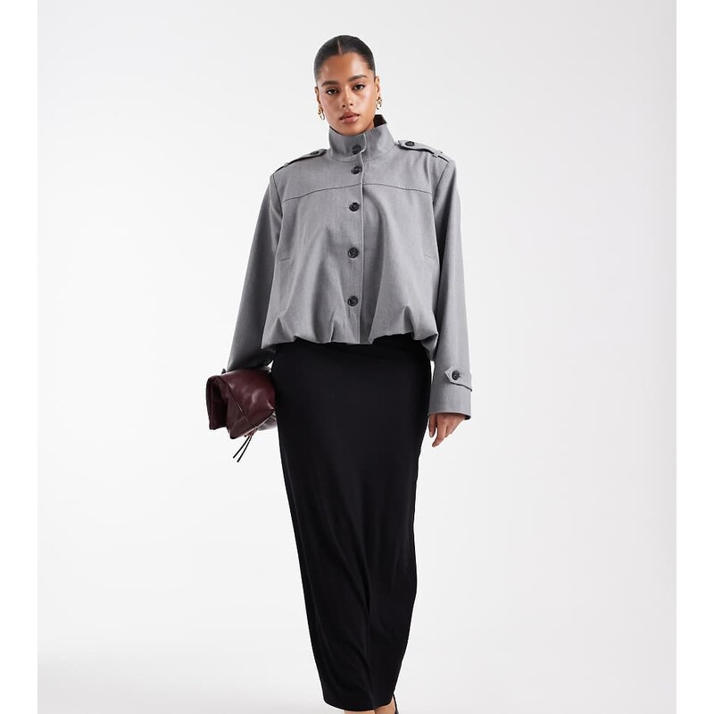 ASOS Curve ASOS DESIGN Curve jersey column maxi skirt in black 112334153