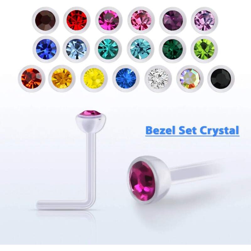 Achadirect Bioplast zahnutý piercing do nosu s krystalem Swarovski 112162461