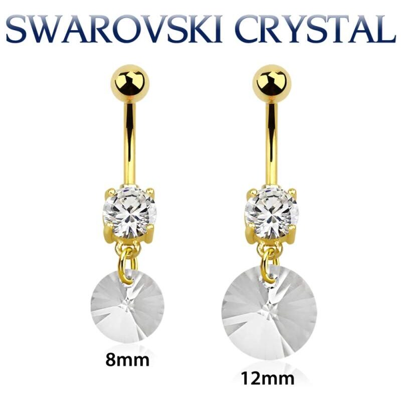 Achadirect Zlatý piercing s visacím Swarovski krystalem | Chirurgická 112162467