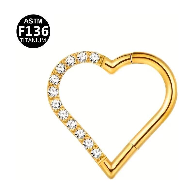 Achadirect Titanový piercing do nosu / ucha – srdíčko s čirými 112162469