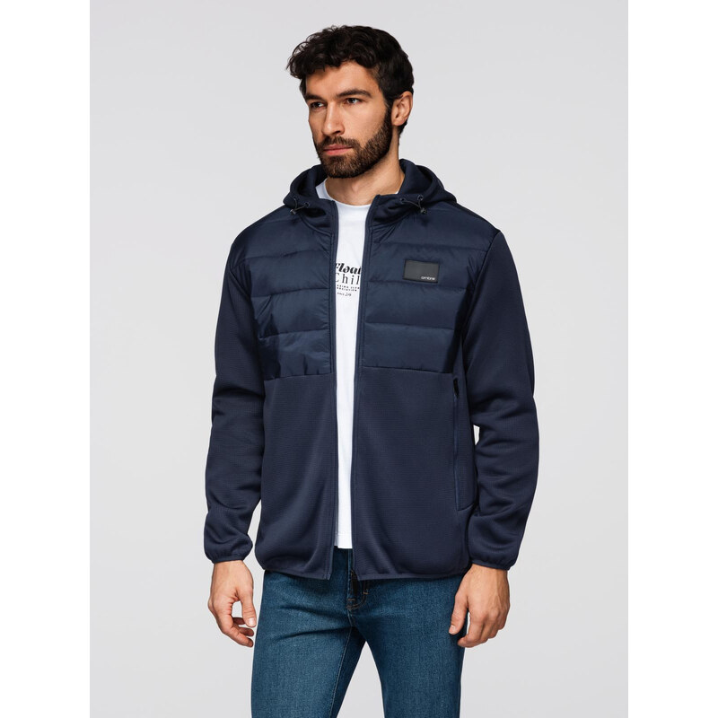 Ombre Mens lightweight jacket of combined materials with hood