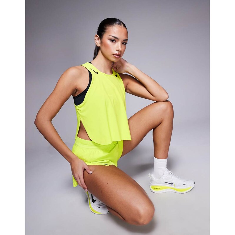 Nike Running Aeroswift Dri-FIT plisse vest in yellow