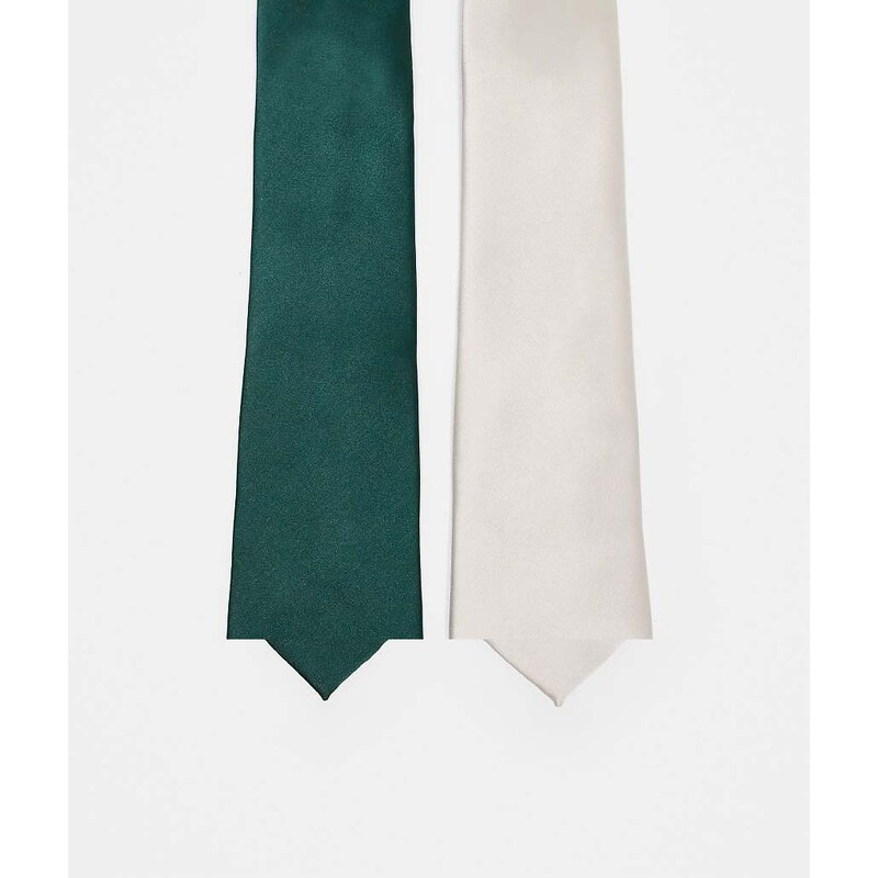 ASOS DESIGN 2 pack tie in stone and green-Multi 115515774