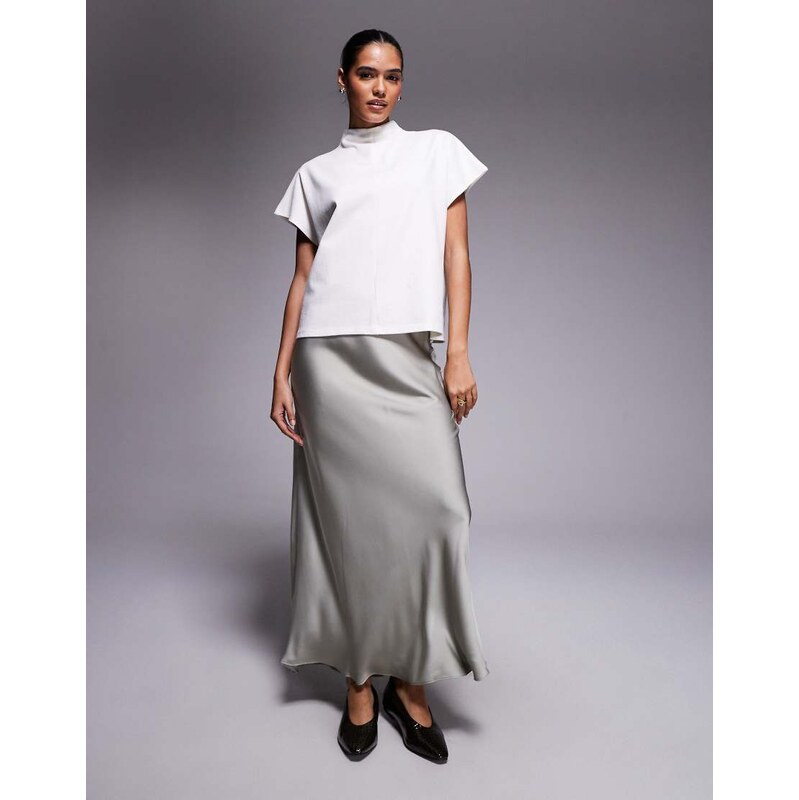 River Island easy maxi skirt in khaki-Green 112167259
