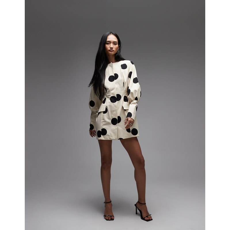 ASOS DESIGN button down blazer structured mini dress in polka