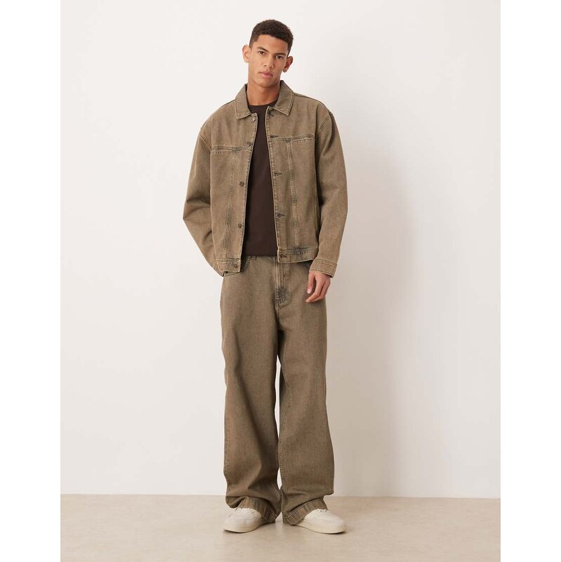 ASOS DESIGN co-ord baggy fit jeans in brown acid wash