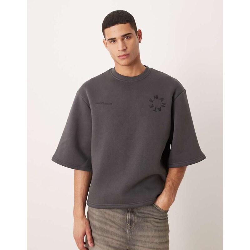 ASOS DESIGN relaxed short sleeve sweatshirt with print in washed