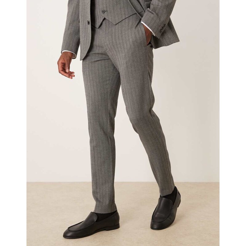 ASOS DESIGN wool look skinny suit trousers in charcoal grey