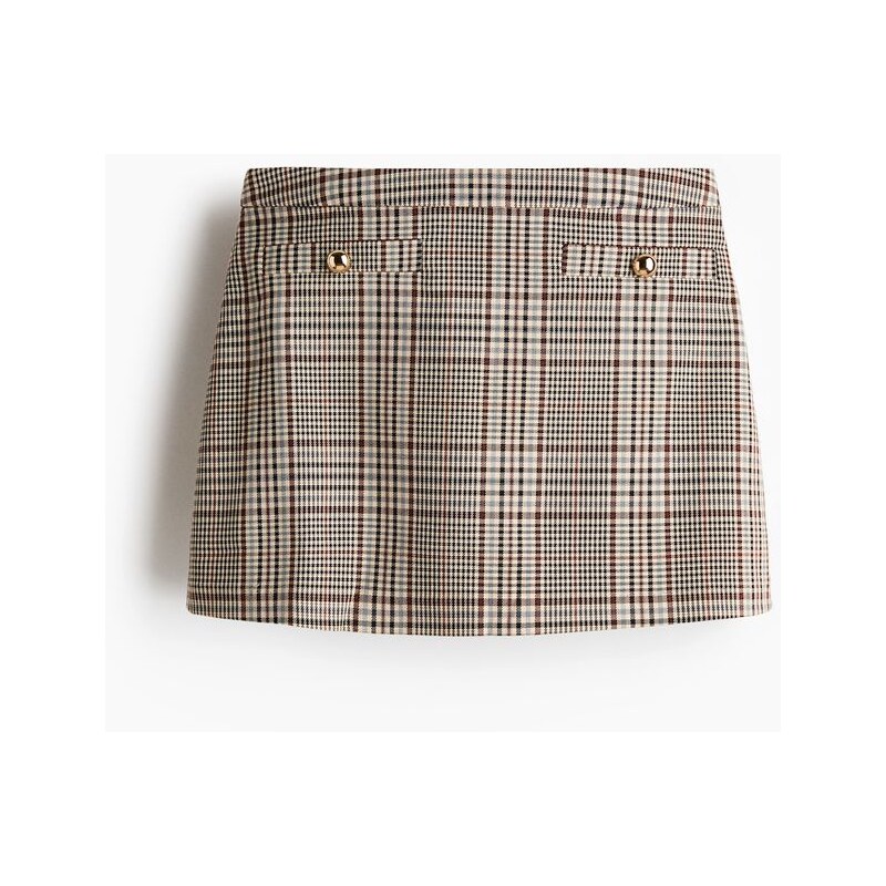 H&M - Šortková sukně - Světle Béžová/Kostka