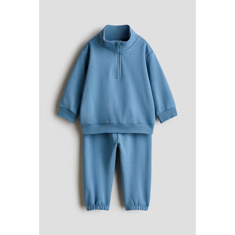H&M - Dvoudílná tepláková souprava - Tlumená Modrá