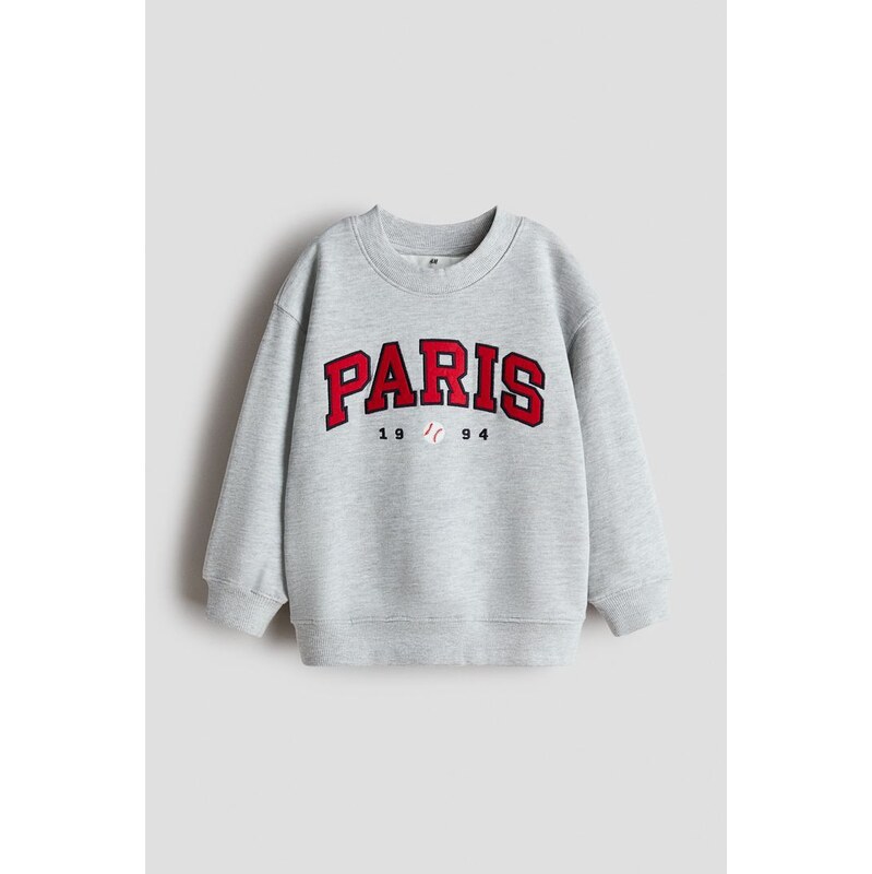 H&M - Mikinas kulatým výstřihem as potiskem - Světle Šedý Melír