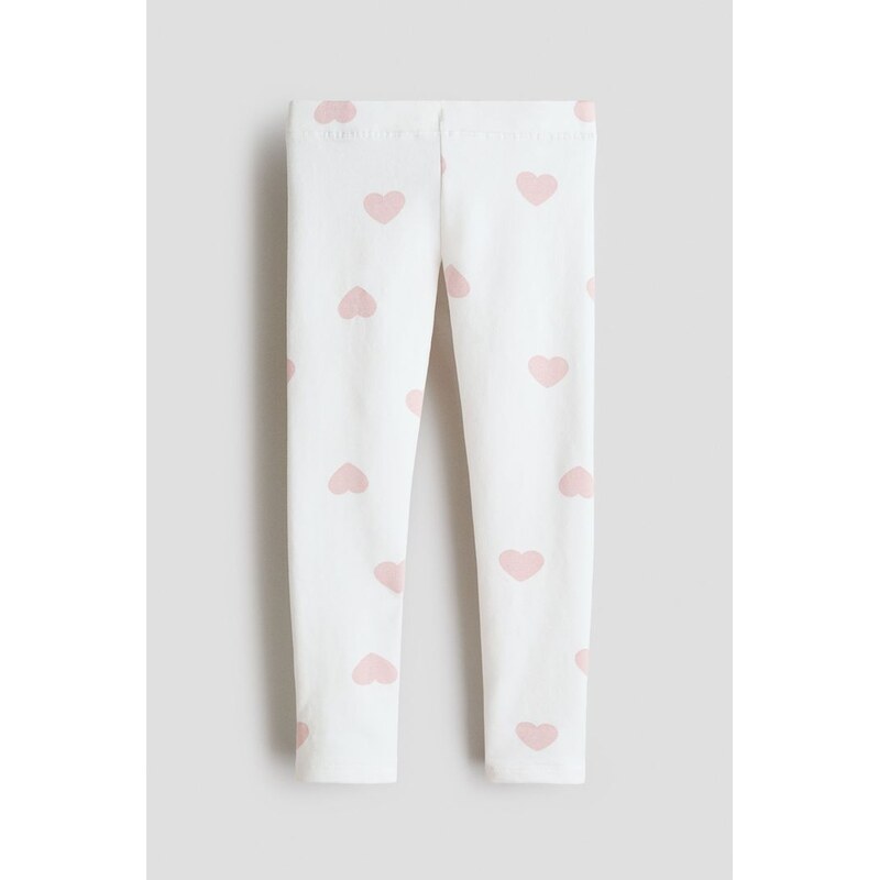 H&M - Legínys česaným rubem - Bílá/Srdíčka