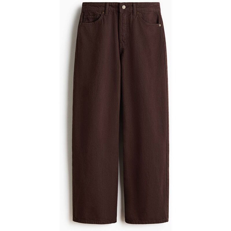 H&M - Wide Regular Jeans - Tmavě Hnědá