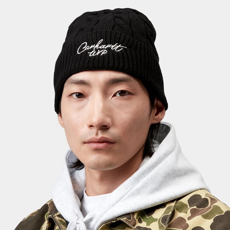 Carhartt WIP Signature Cable čepice Black / Salt I035464.1T8XX