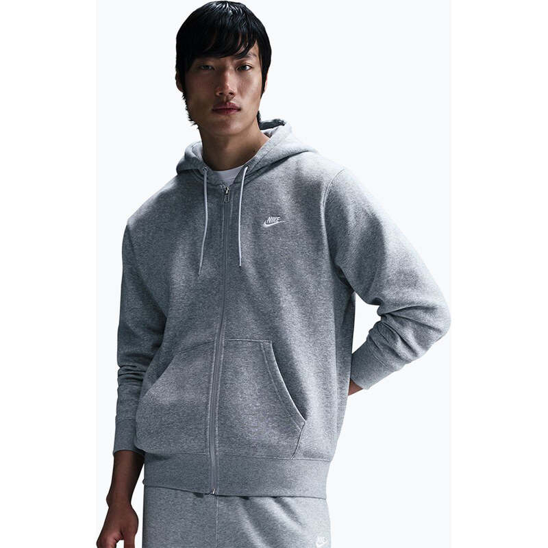 Pánská mikina Nike Club Full Zip Hoodie dark grey heather/light