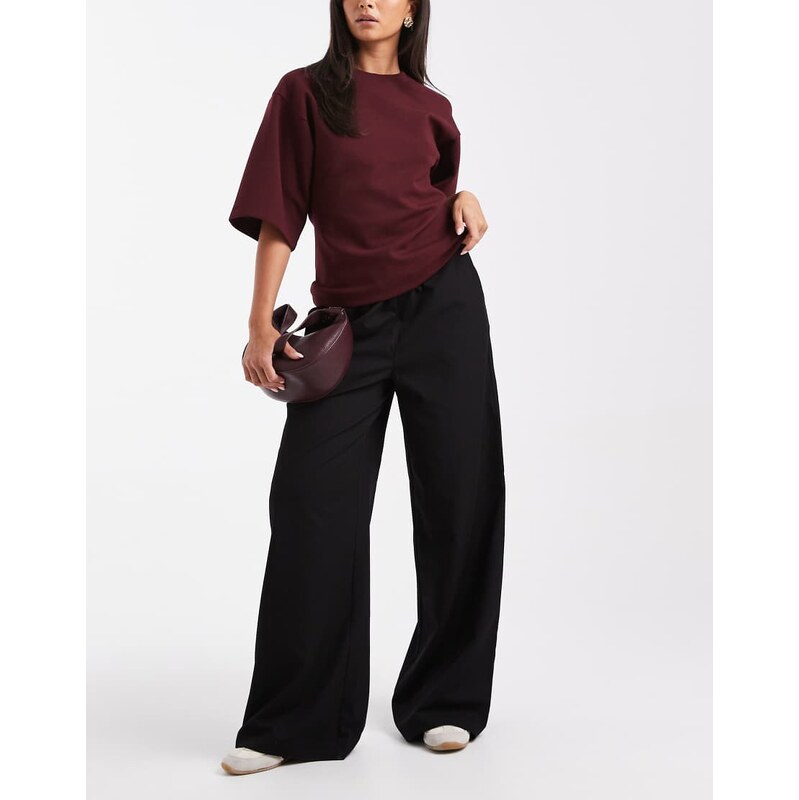 Wednesdays Girl wide leg slouchy trousers in black