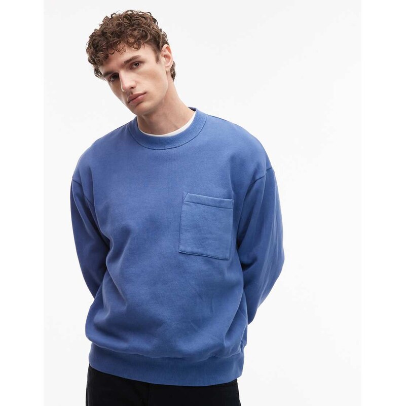 ASOS DESIGN relaxed washed sweatshirt in blue