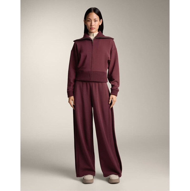 OYSHO Cocoon trousers with side pleat and brushed modal in red 112168662