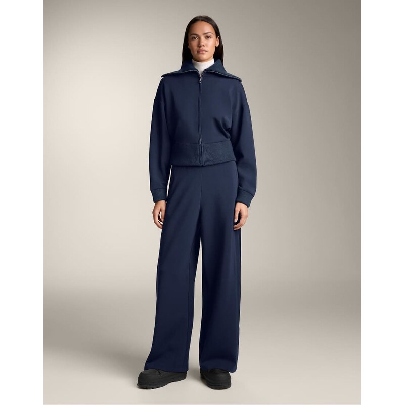 OYSHO Cocoon trousers with side pleat and brushed modal in navy 112168665