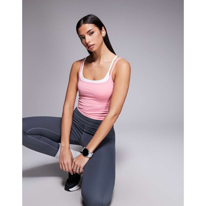 4505 Tennis active double layer tank with cross strap back in