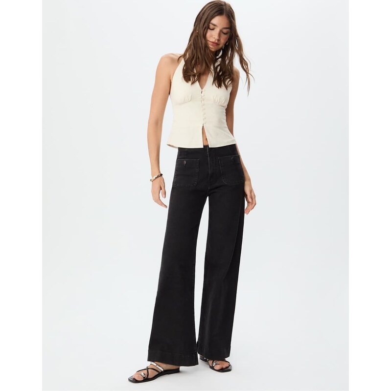 Stradivarius D77 minimalist jeans with pockets in washed black 108252085