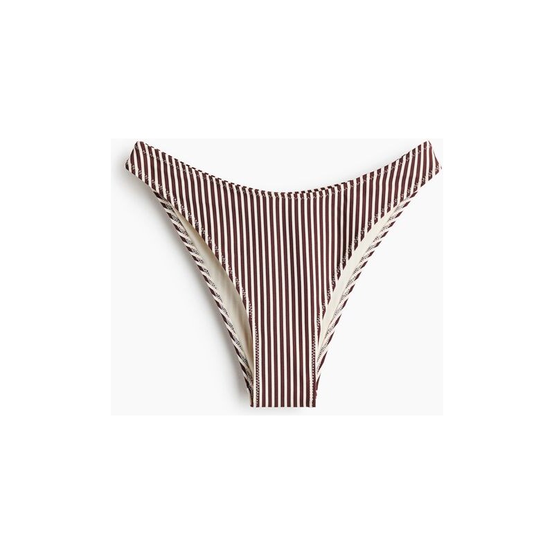H&M - Bikinové kalhotky Cheeky - Tmavě Hnědá/Proužky