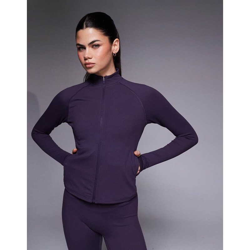 4505 Icon soft touch zip up studio long sleeve top in heather-Purple 113263460