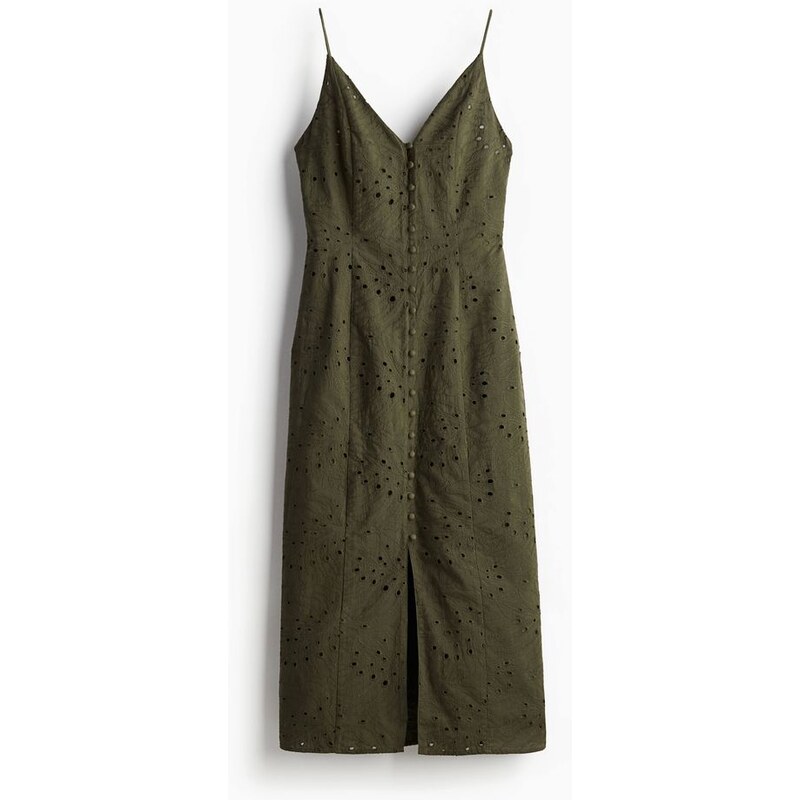 H&M - Propínací šaty z madeiry - Tmavě Zelená Khaki