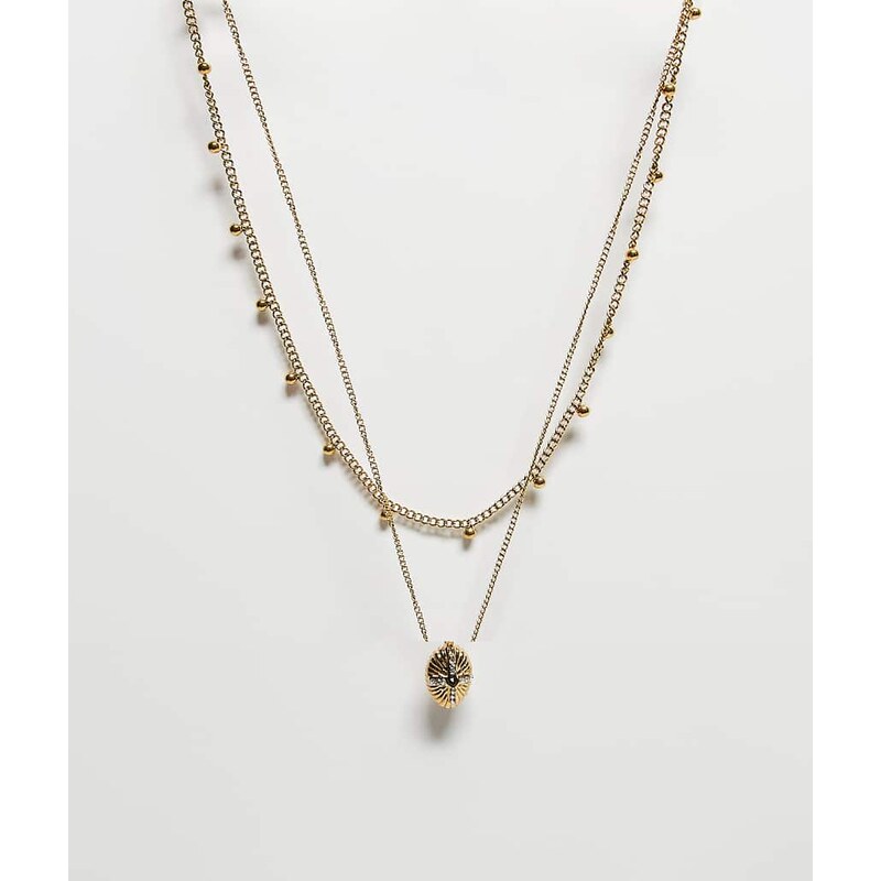 Reclaimed Vintage stainless steel waterproof 2 row necklace with