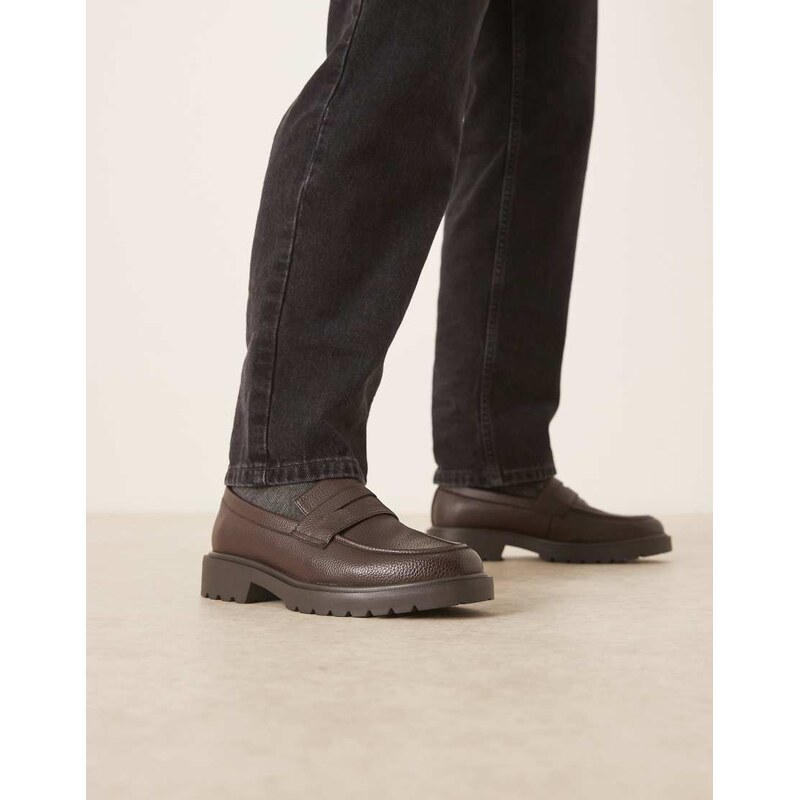ASOS DESIGN penny loafers in brown