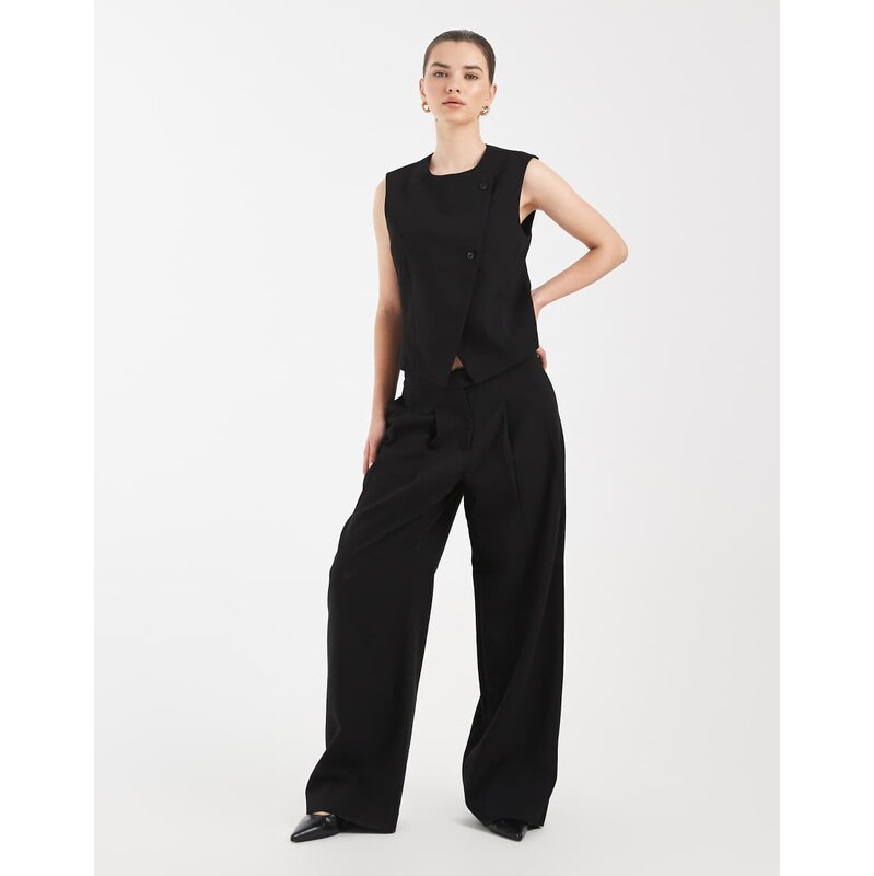 Vero Moda mix & match wide leg tailored trousers in black