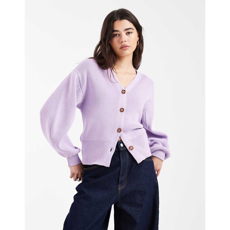 ASOS DESIGN waisted structured cardigan in lilac-Purple