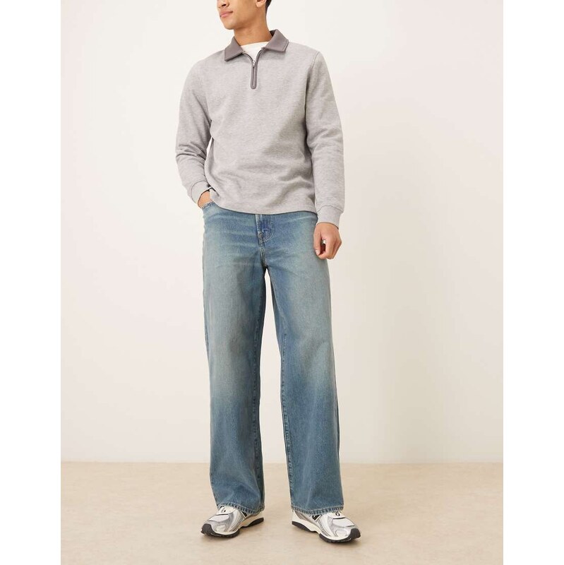 Abercrombie & Fitch ultra baggy 5 pocket jeans in mid blue wash