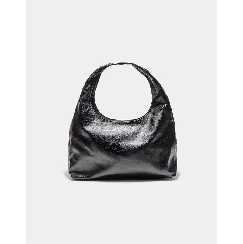 Stradivarius Soft leather effect shoulder bag in black 112185077