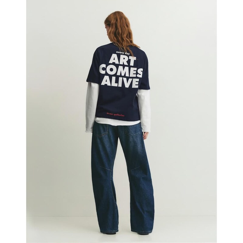 Pull&Bear The met blue t-shirt in navy 112185082