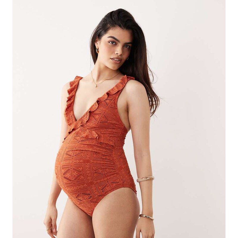 ASOS Maternity ASOS DESIGN Maternity Kyle plunge neck swimsuit