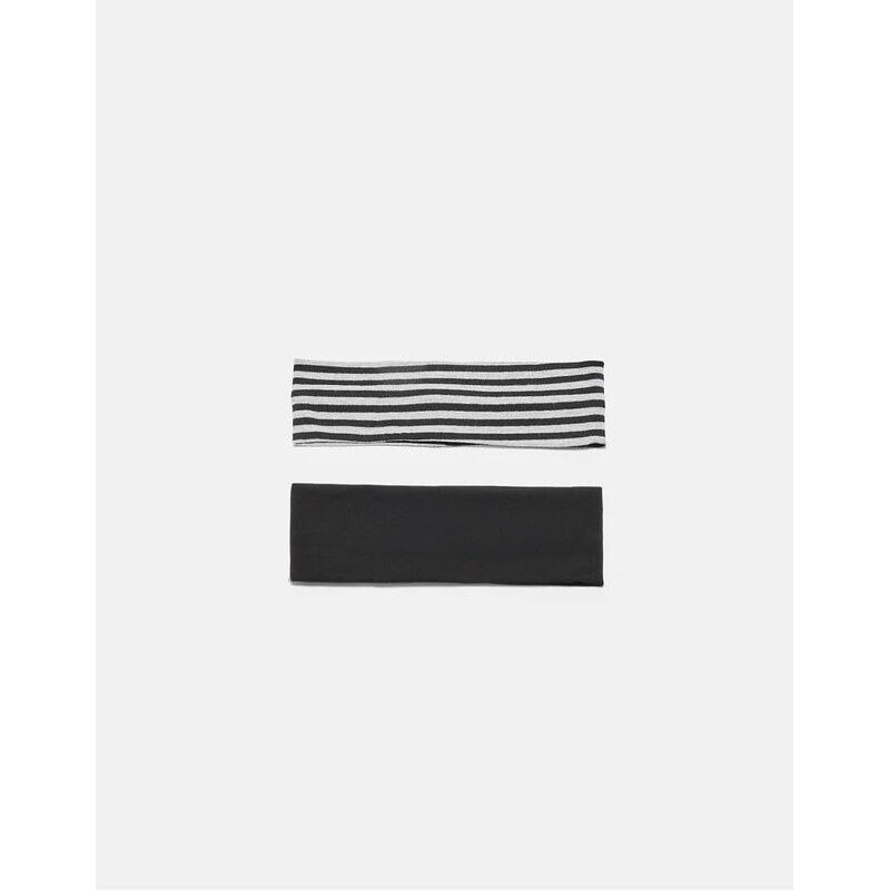 Stradivarius Set of 2 elasticated hair bands in black 112190656
