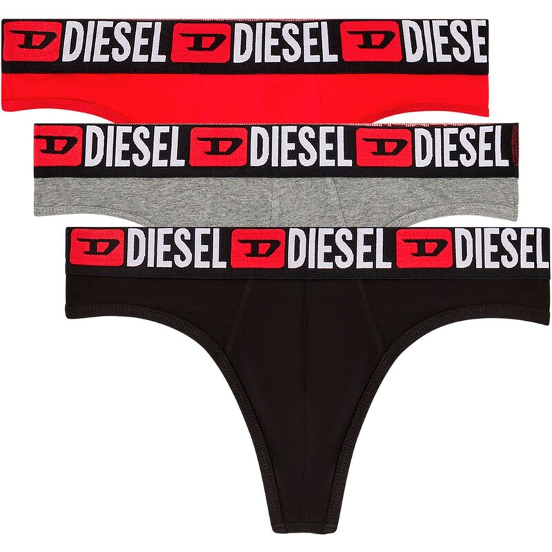 DIESEL Slipy šedá / jasně červená / černá