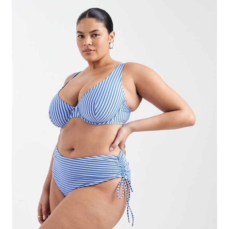ASOS Curve ASOS DESIGN Curve Violet high waist bikini bottom in