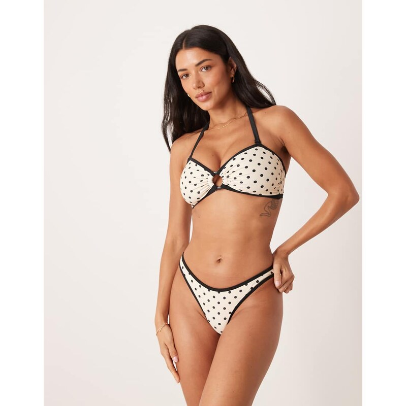 Peek & Beau bandeau bikini top in polka dot-White 112190163