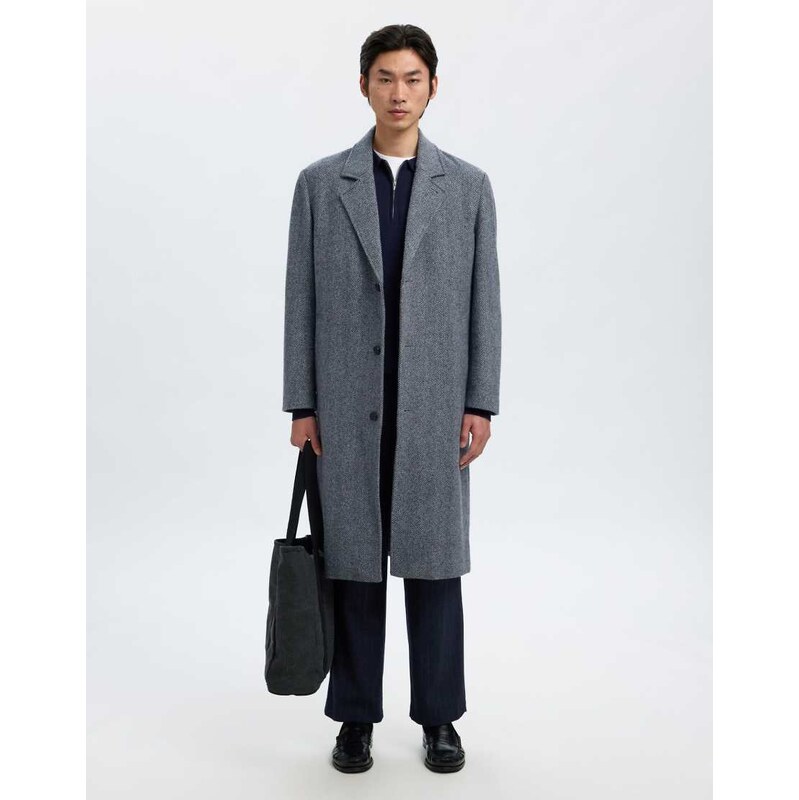 Selected Long coat in dark grey