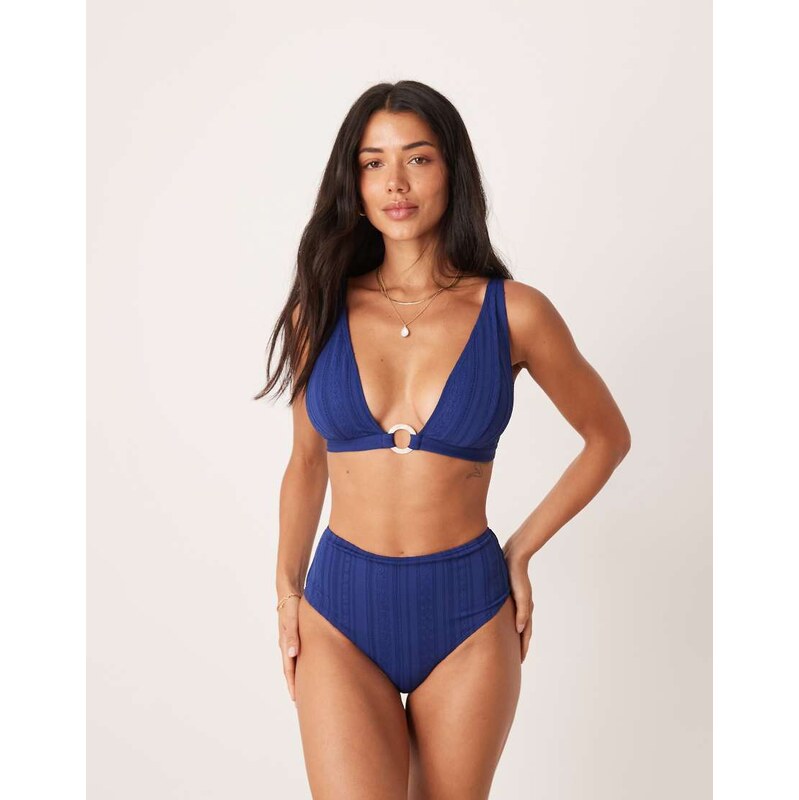 Peek & Beau broderie high rise bikini bottom in navy 112191021