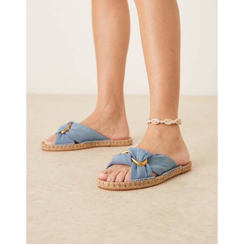 ASOS DESIGN Jade knotted espadrille mules in blue denim